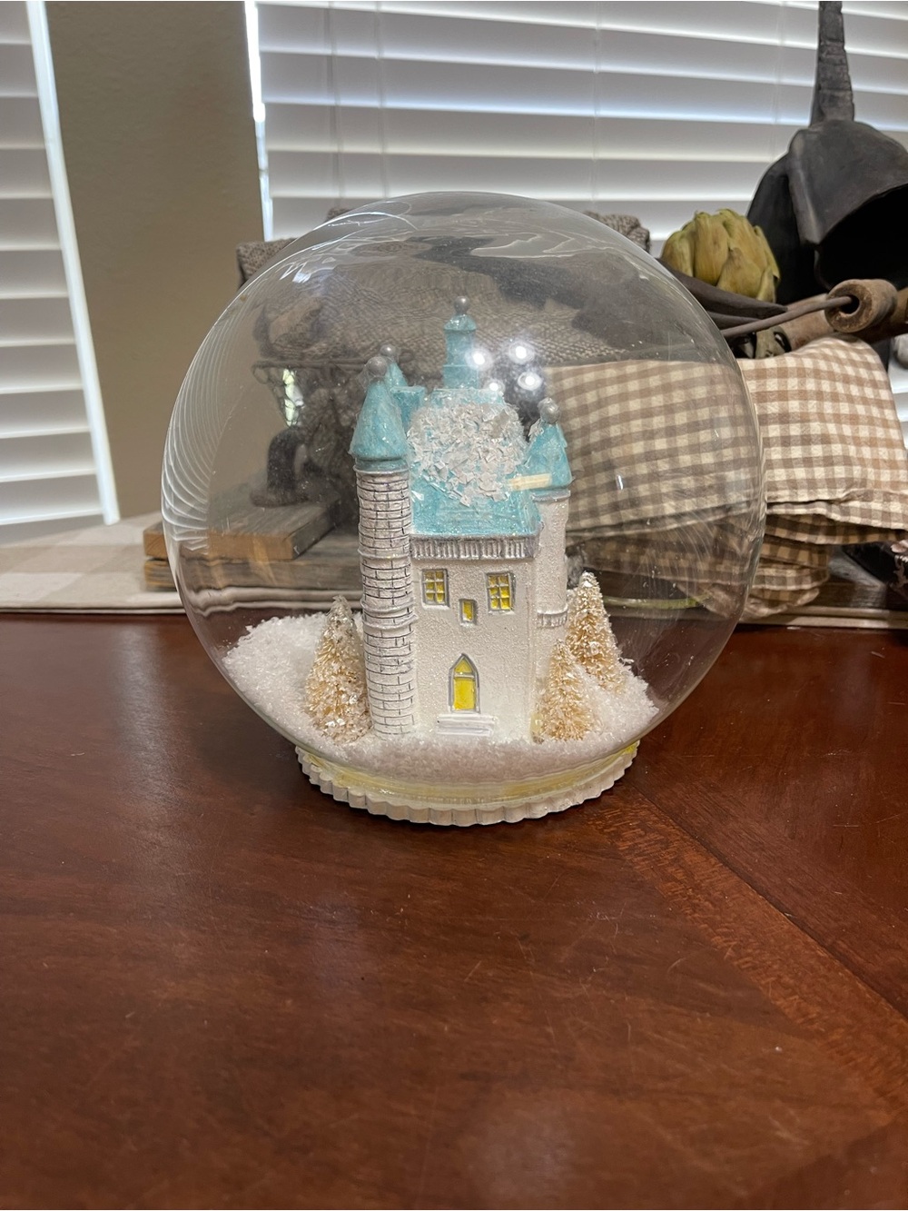 Anthropologie tabletop castle large Snow Globe